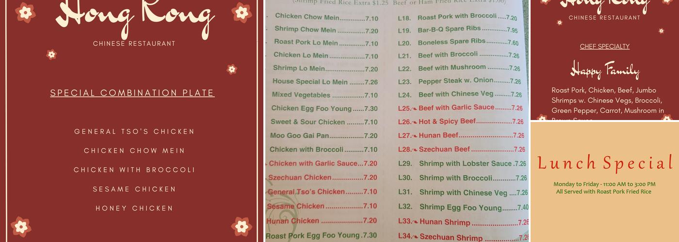 Hong Kong Chinese Restaurant Menu