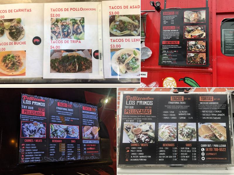 Pellizcadas Los Primos Menu