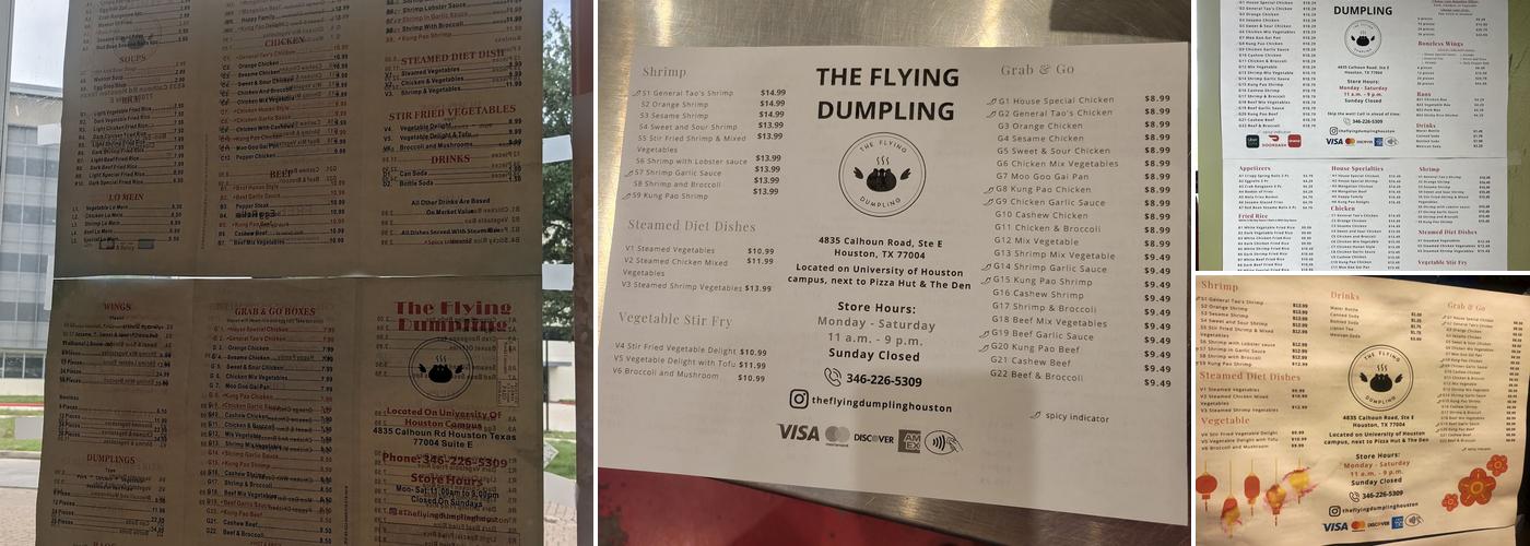 The Flying Dumpling Menu