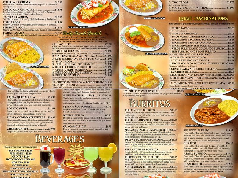 El Sombrero Menu