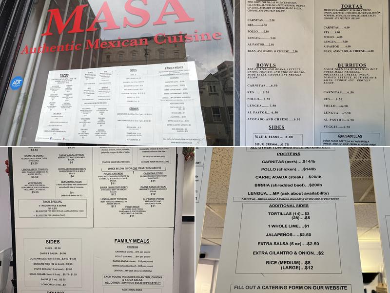 MASA Menu