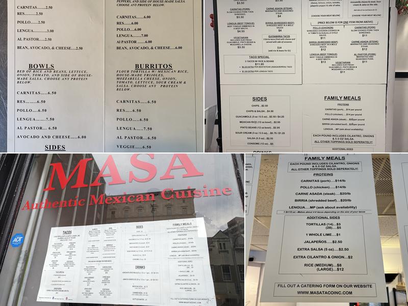 MASA Menu