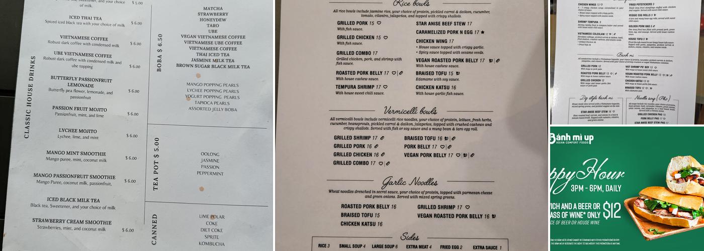 Banh Mi Up Menu