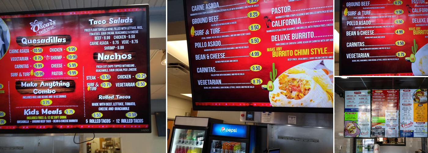 Oscar's Taco Shop at Vandy Menu