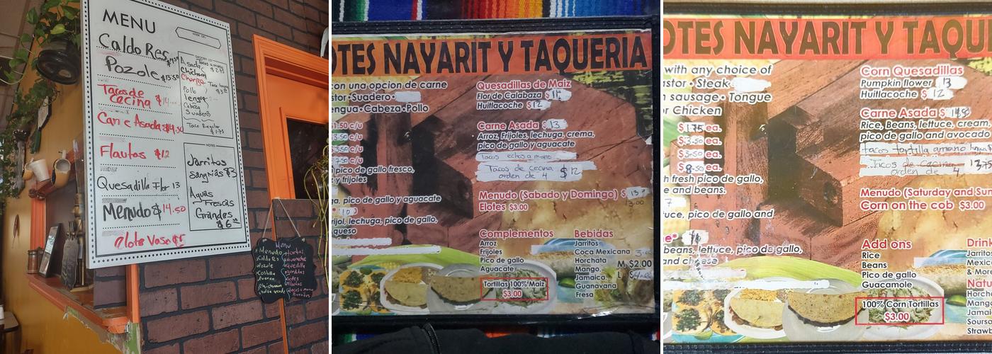 ELOTES NAYARIT & TAQUERIA Menu