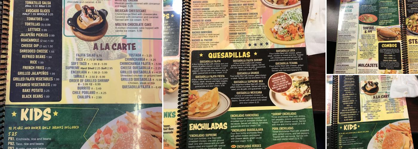 Fiesta Jalisco Mexican Grill Menu
