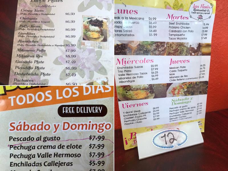Las Flores Restaurant Menu