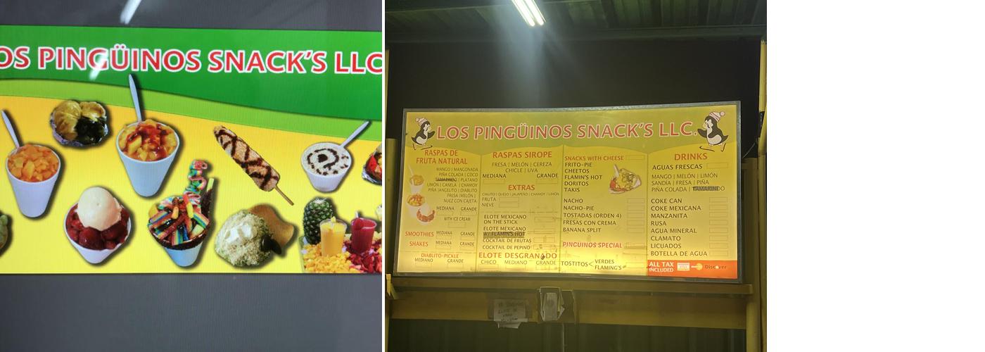 Los Pinguinos snacks Menu