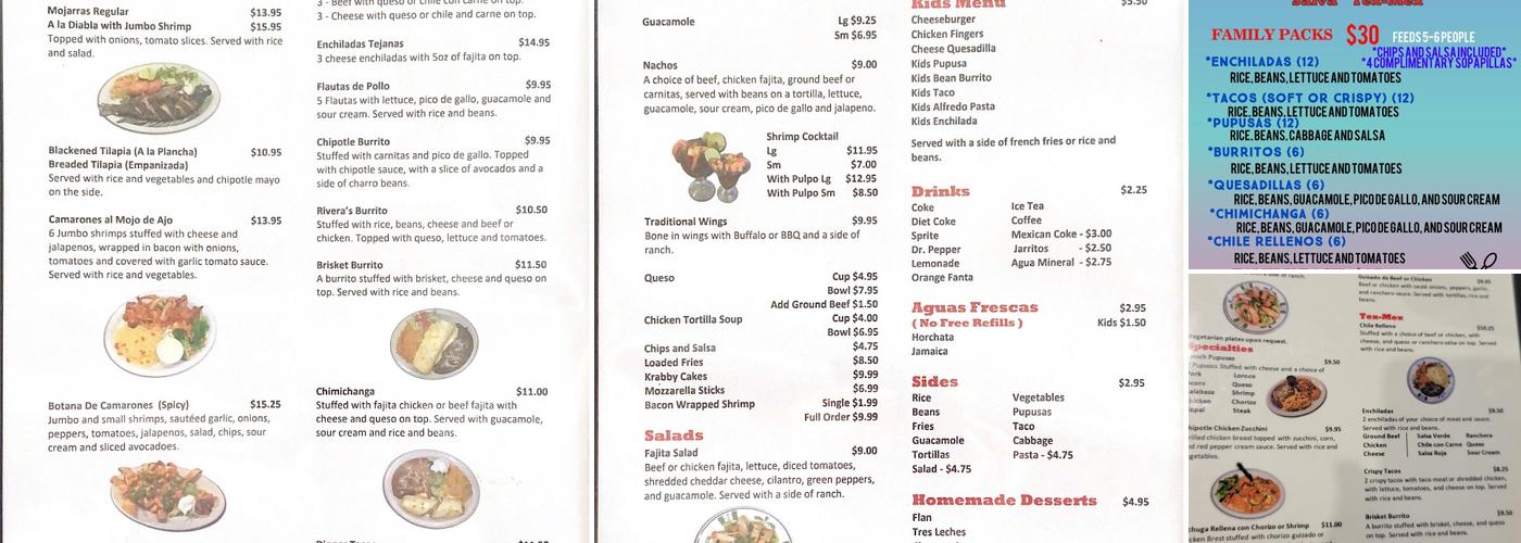 Rivera's Restaurant Menu