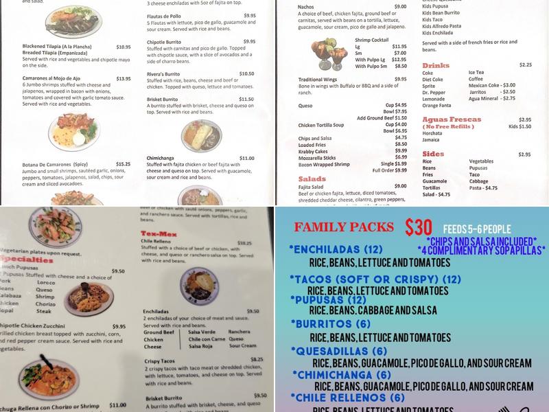 Rivera's Restaurant Menu