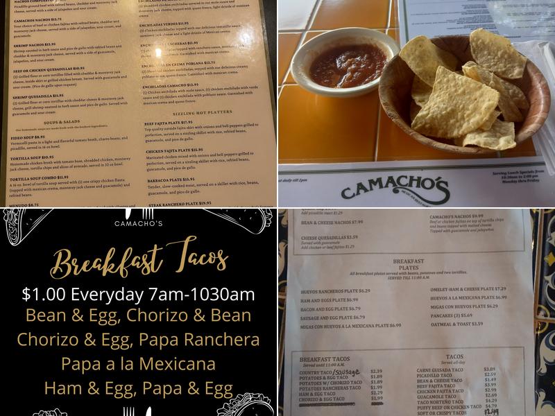 Camacho's Mexican Restaurant Menu