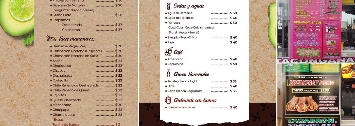 Taconganas Menu