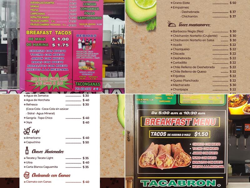 Taconganas Menu