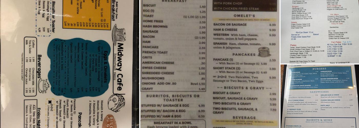 Midway Cafe Menu