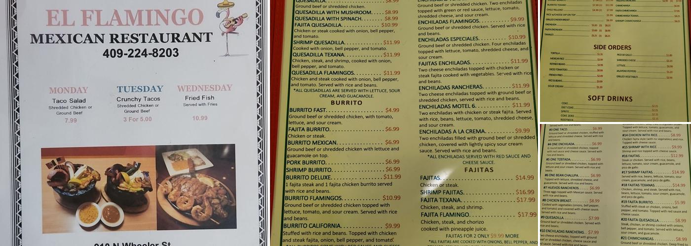 El Flamingo Menu