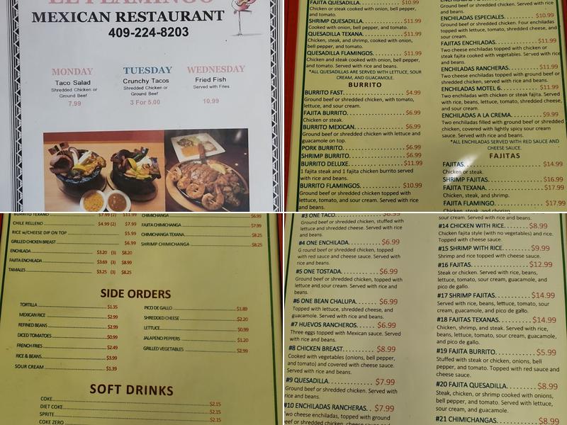 El Flamingo Menu