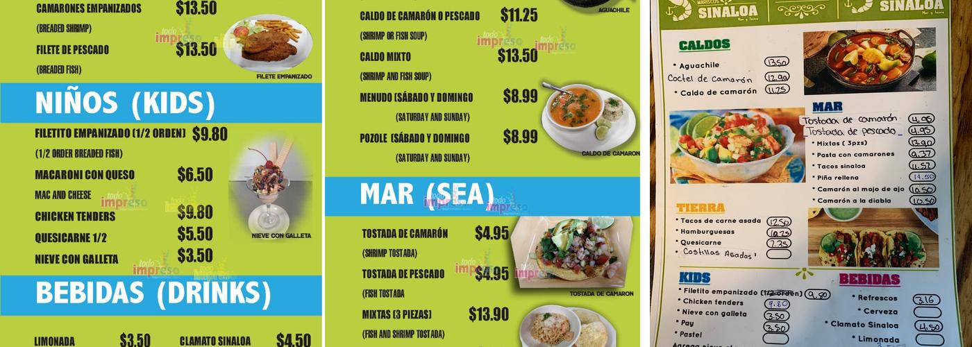 MARISCOS SINALOA Menu