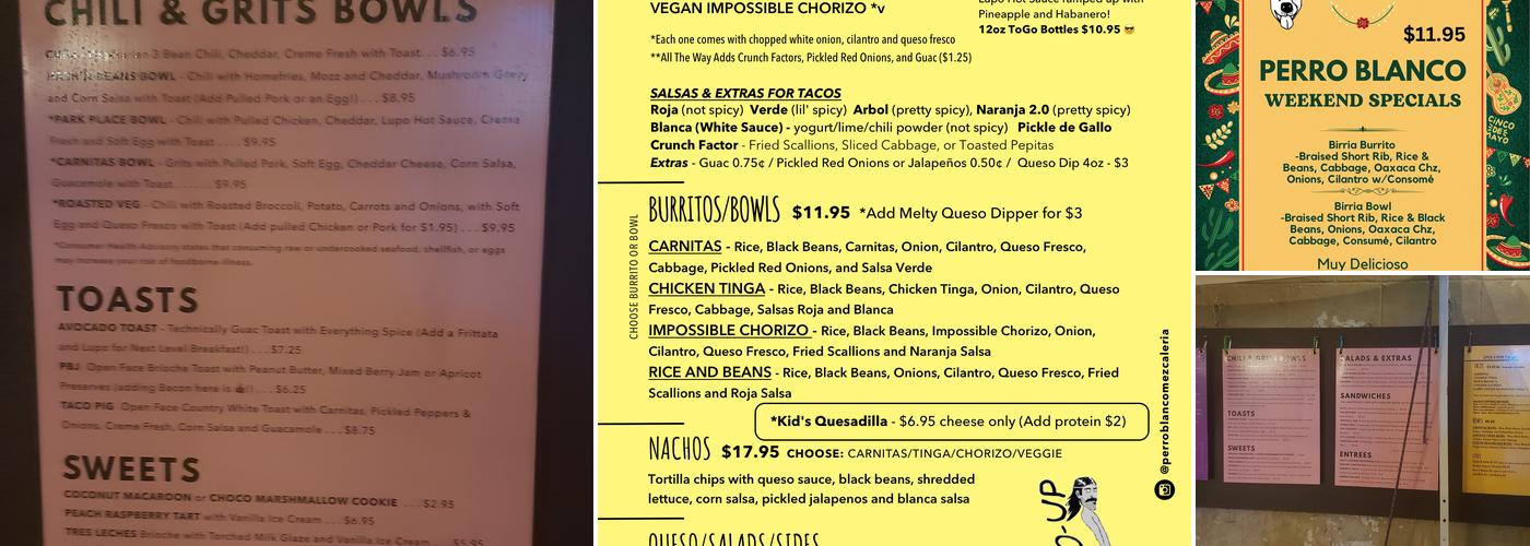 Perro Blanco Menu