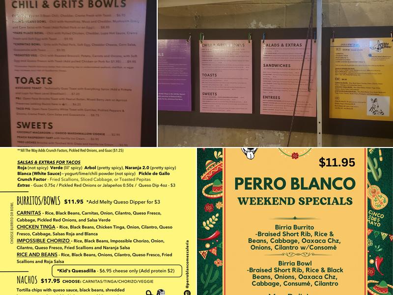 Perro Blanco Menu