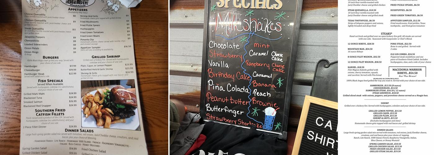 Ole Gin Steakhouse Menu