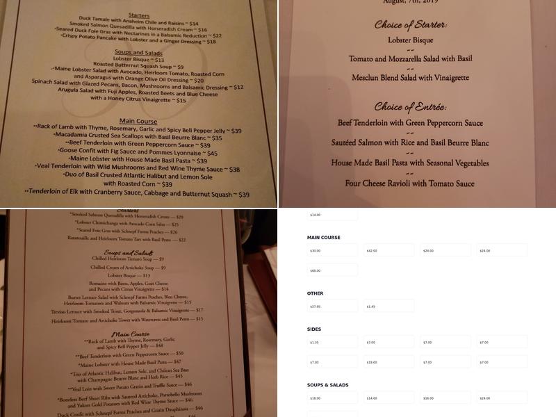 Vincent on Camelback Menu