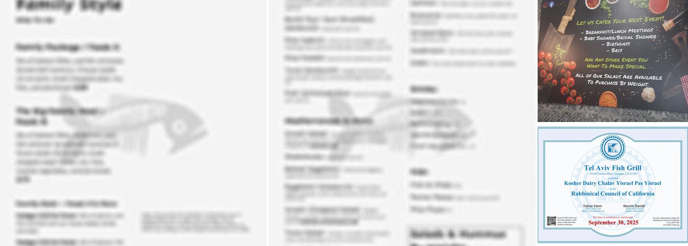 Tel Aviv Fish Grill Menu