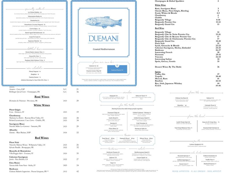 Duemani Menu
