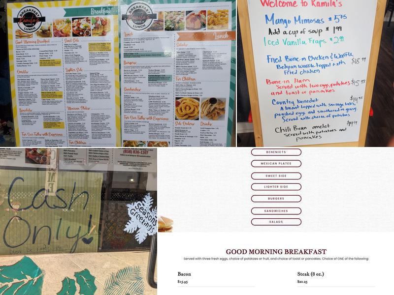 Kamila's Breakfast & Lunch Menu