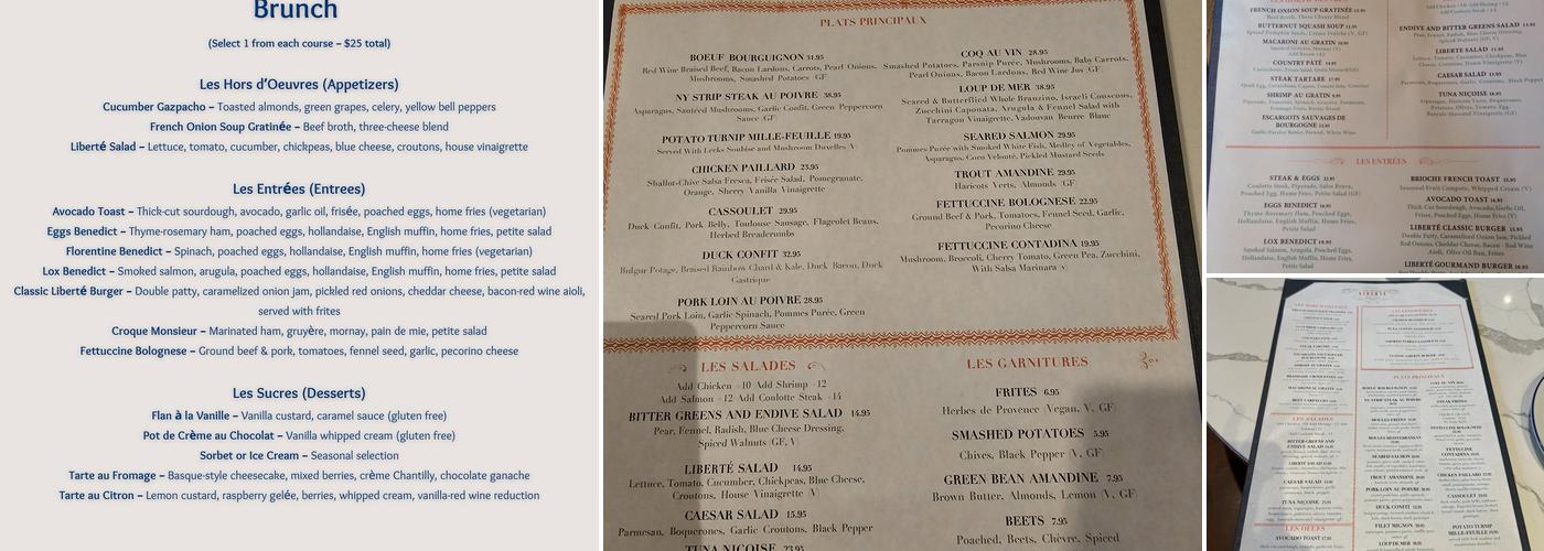 Brasserie Liberté Menu