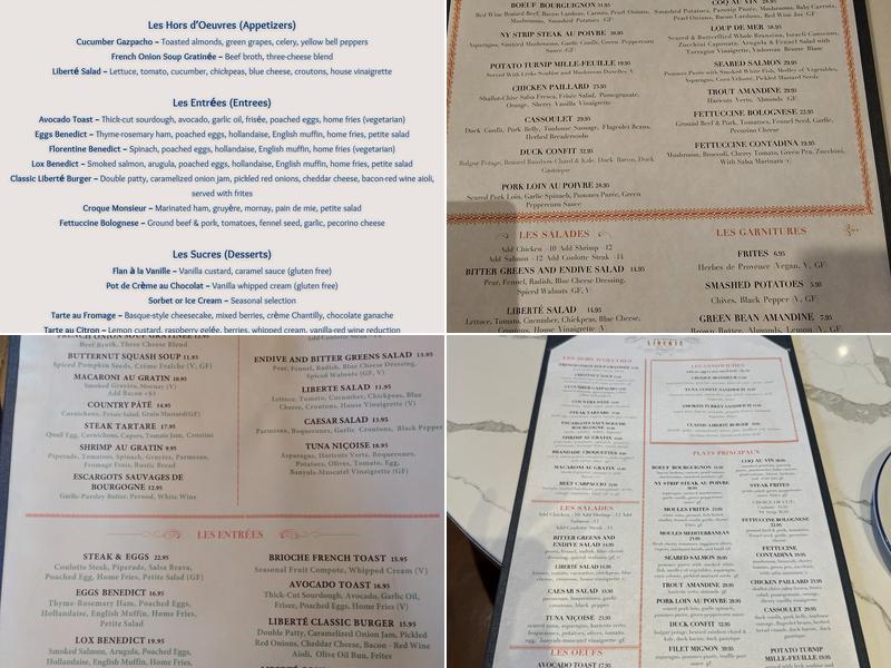 Brasserie Liberté Menu