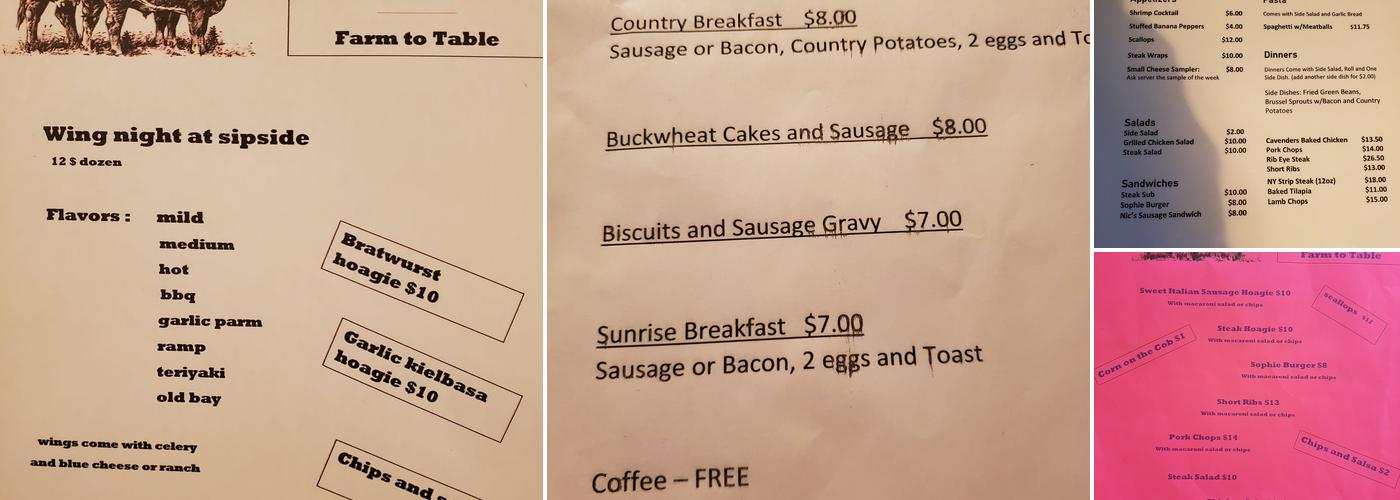 Sophie's Serendipity Menu