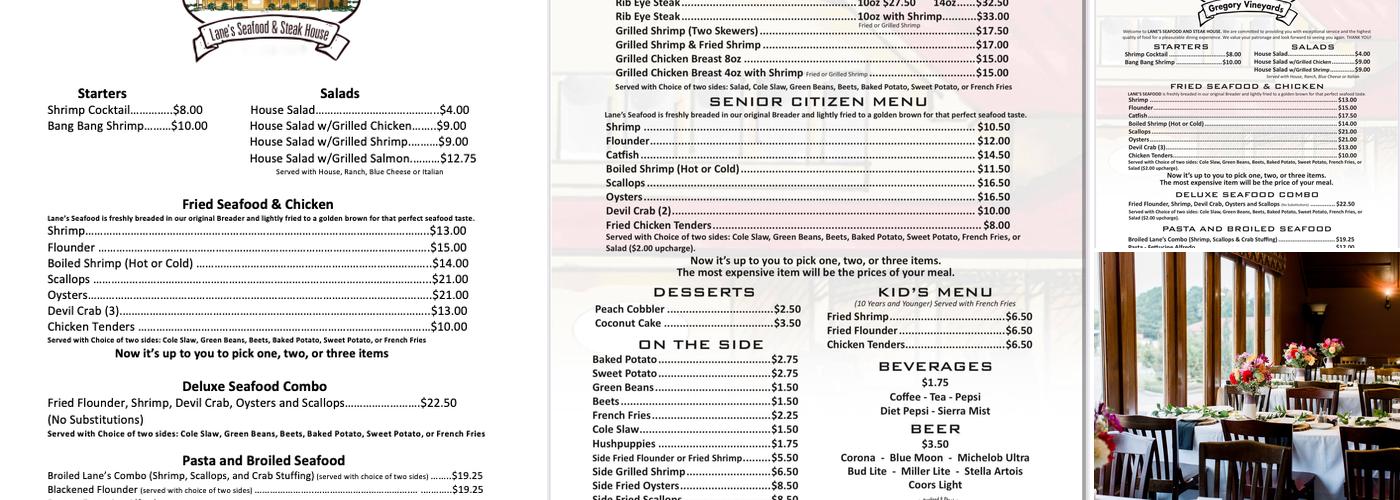 Gregory Vineyards Menu