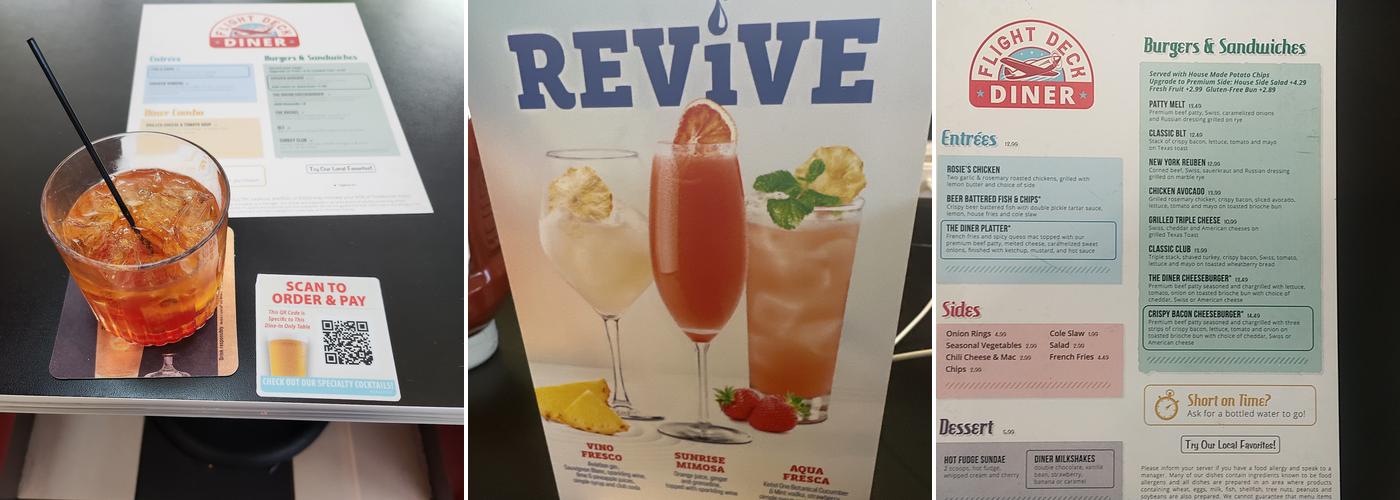 Flight Deck Diner Menu