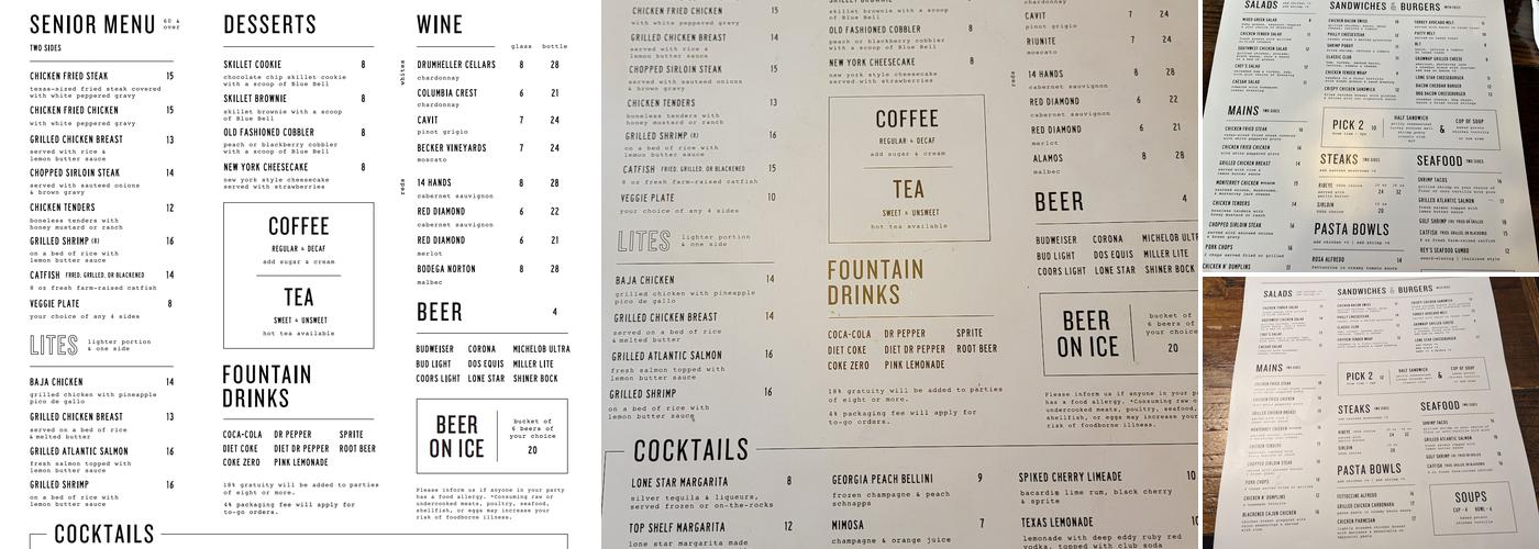 Lone Star Southern Grill Menu