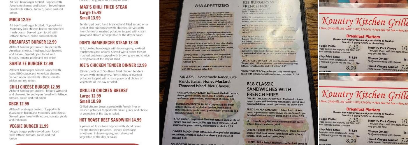 818 Diner Menu