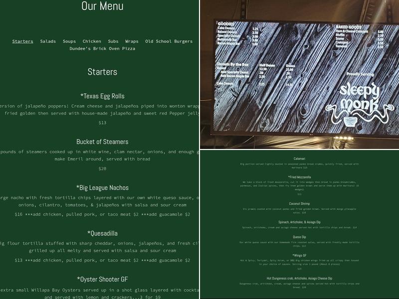 Dundee's Donuts Menu