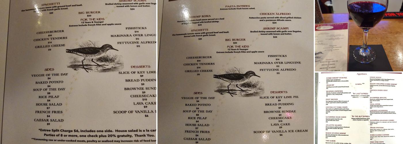 Sandpiper Restaurant Menu