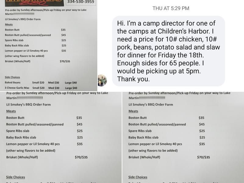 Lil Smokey's BBQ Menu