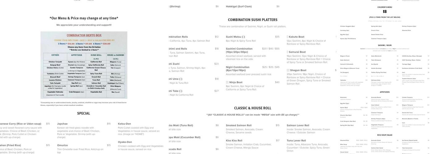 Zushi Menu