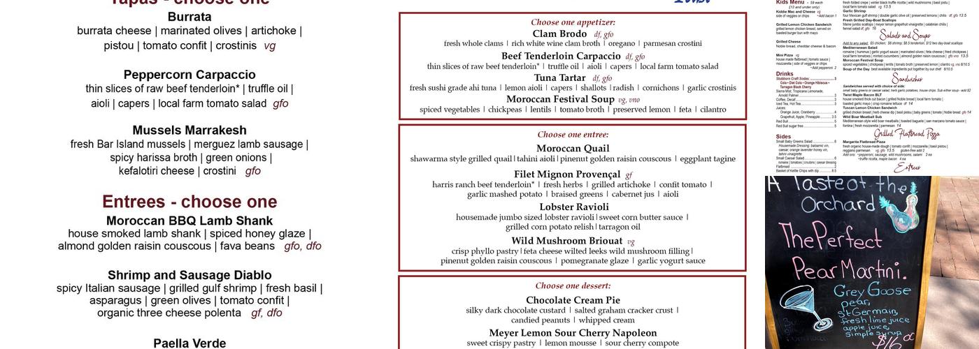 Twist Bistro and Gallery Menu