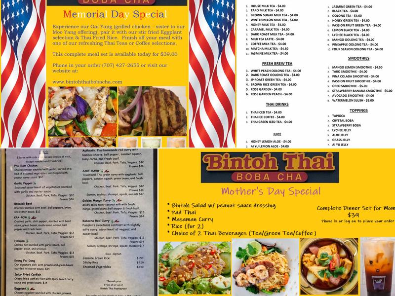 Bintoh Thai Menu