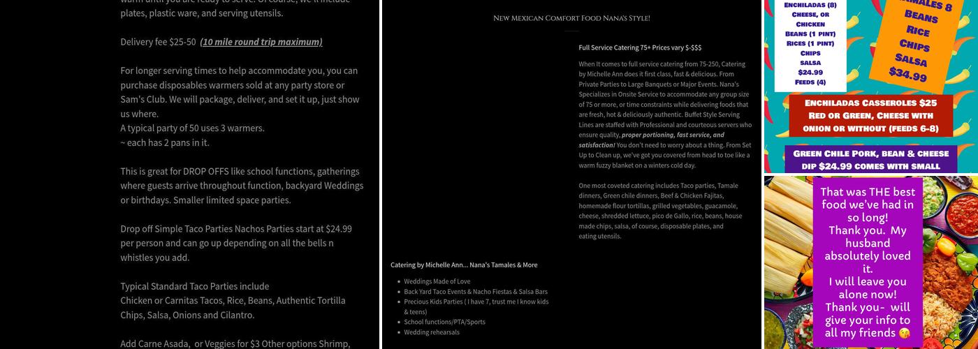 Nana's Tamales New Mexico Foods Menu