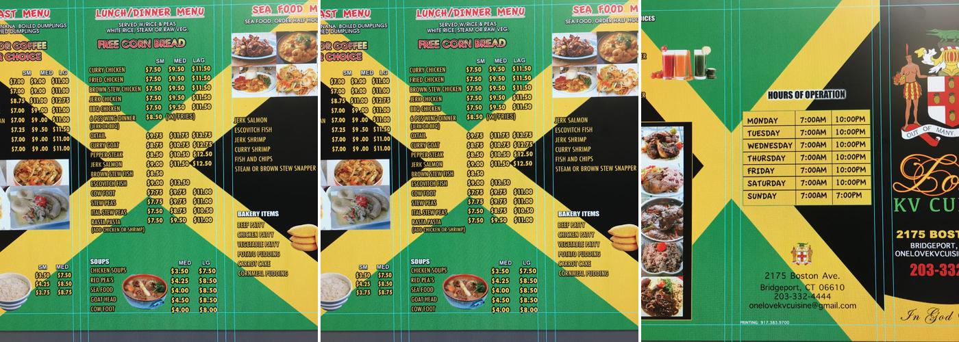 One love KV INC Restaurant Menu