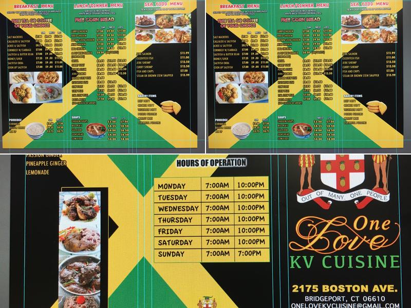 One love KV INC Restaurant Menu