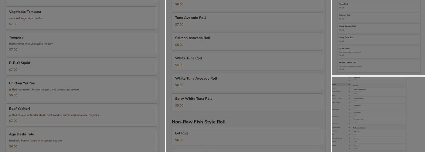 Omka Grill & Sushi Menu