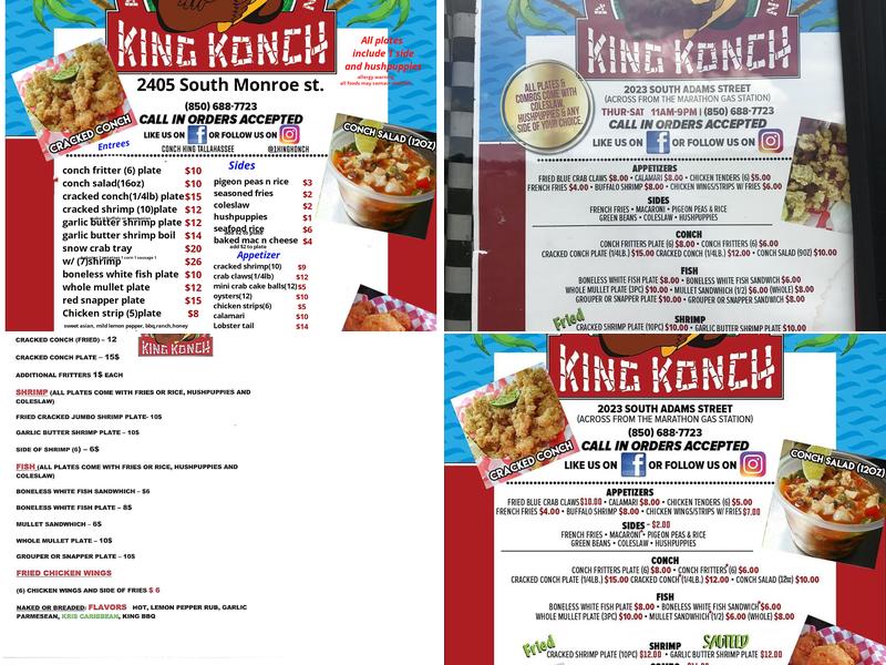 King Konch Llc Menu