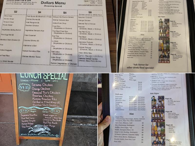 Sakeba Asian Pub & Grill Menu
