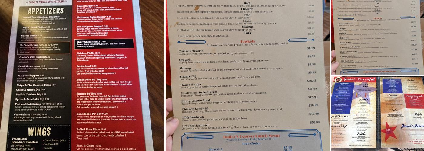 Junior's Bar & Grill Menu