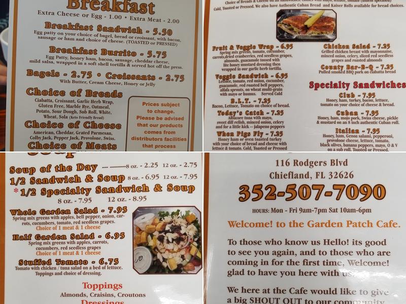 Garden Patch Cafe Menu