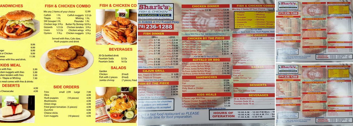 Sharks Fish & Chicken Menu